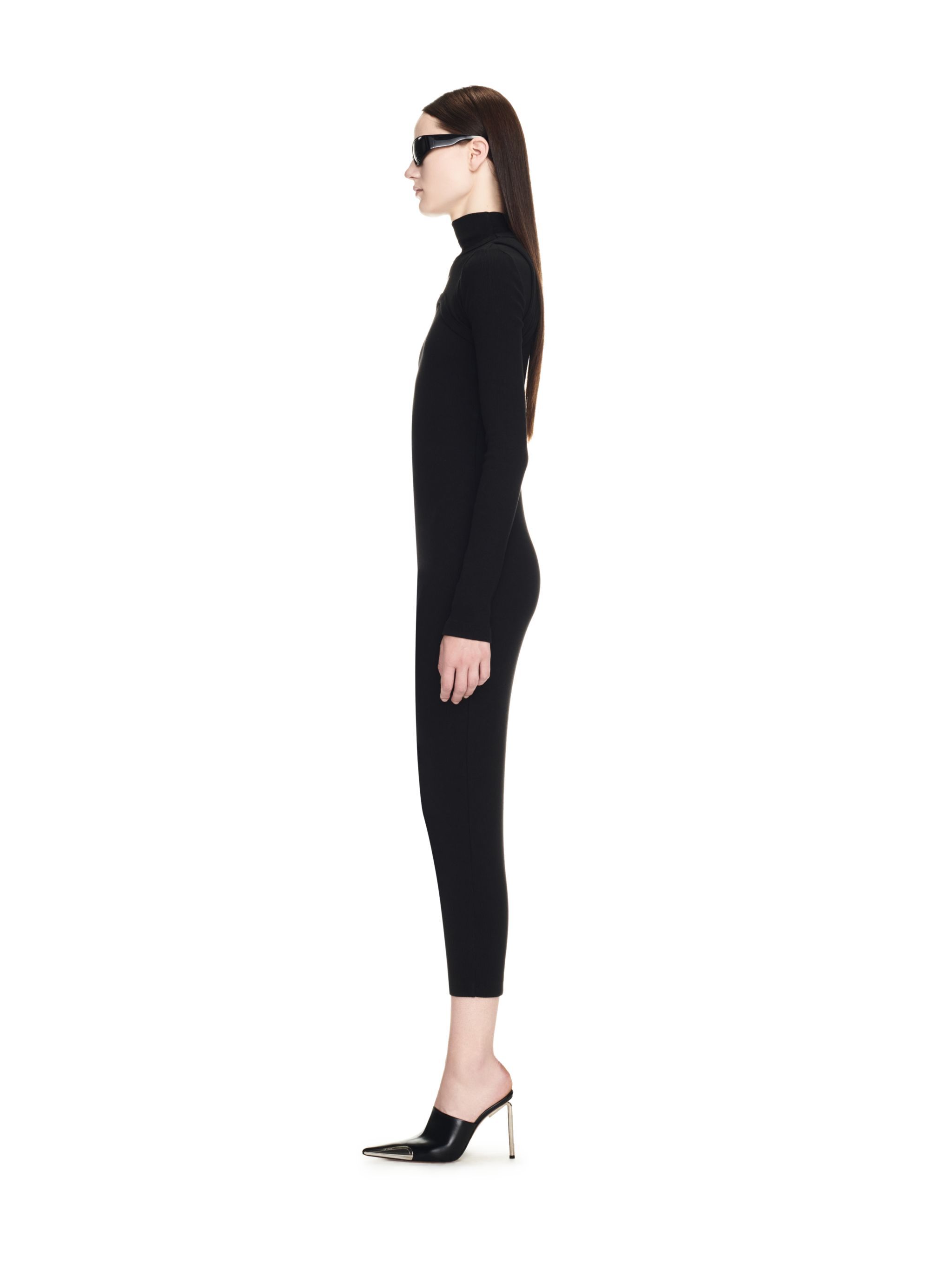 OFF WHITE Abito Midi Nero A Coste Con Logo Off NERO OWDB495C99JER001