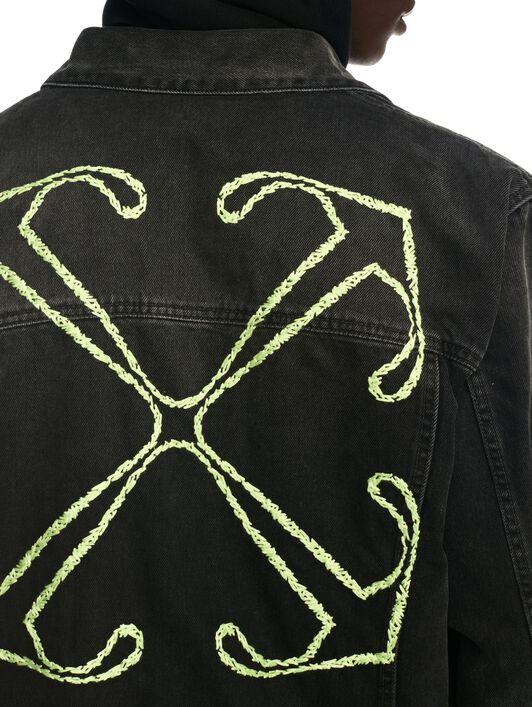 OFF WHITE Black Arrow Outline Denim Jacket BLACK OMYE09BS25DEN004