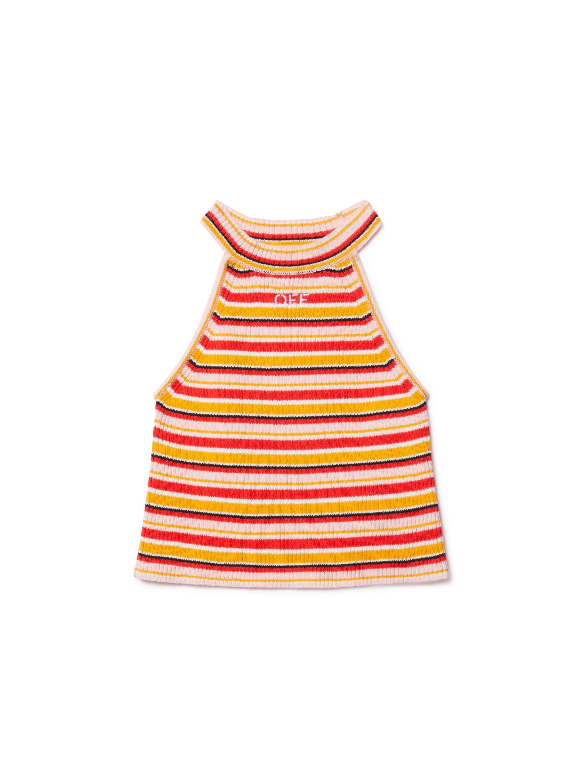 OFF WHITE Top In Maglia A Coste Con Logo Off ARANCIONE OGHT002S25KNI001