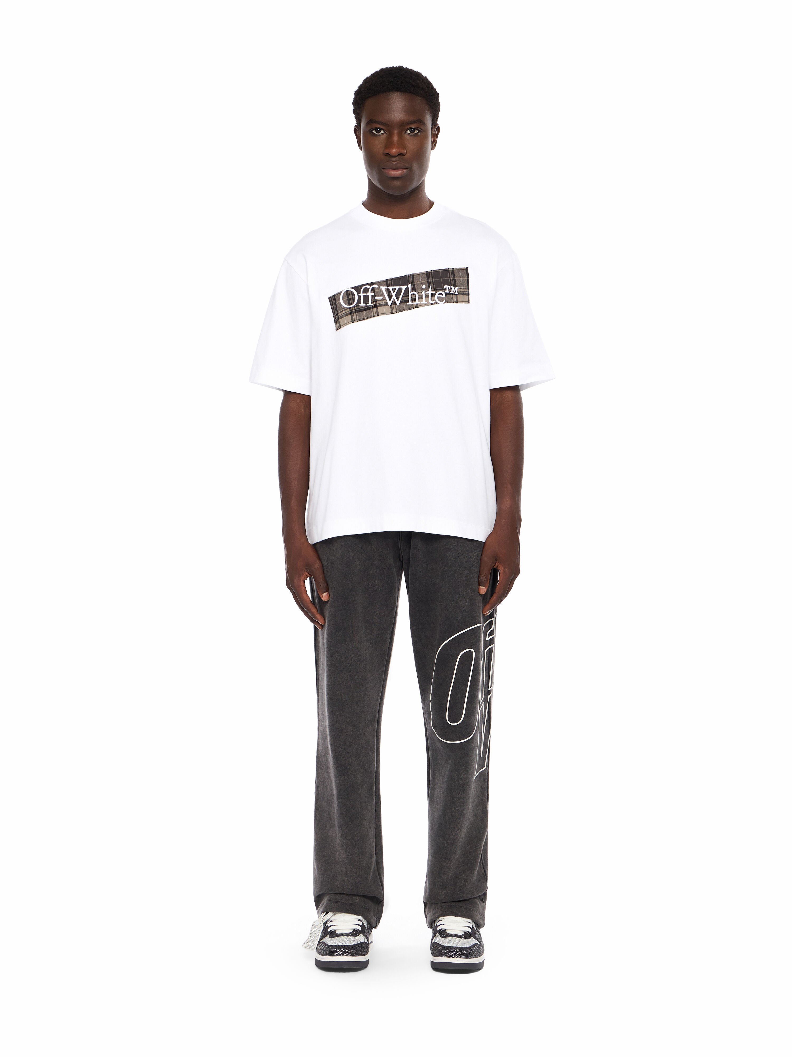 OFF WHITE Flannel Diagonal Skate Logo Tee WHITE - BLACK OMAA120F25JER00N