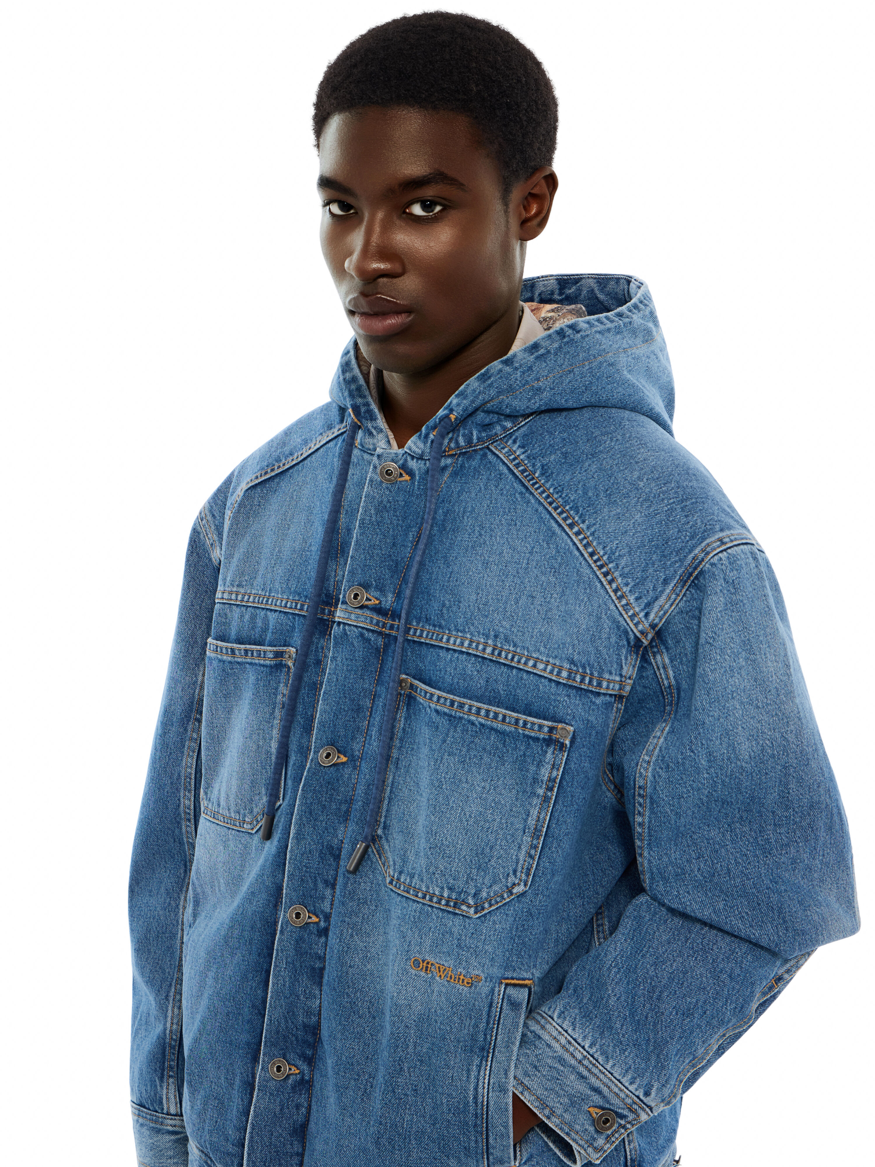 Bookish Padded Denim Jacket OFF WHITE Bookish Padded Denim Jacket LIGHT MEDIUM BLUE 44MYE09SF26D002