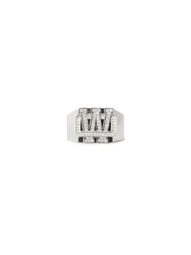 OFF WHITE Bling Strass Arrow Ring BLACK - SILVER OMOC07QS26MET001