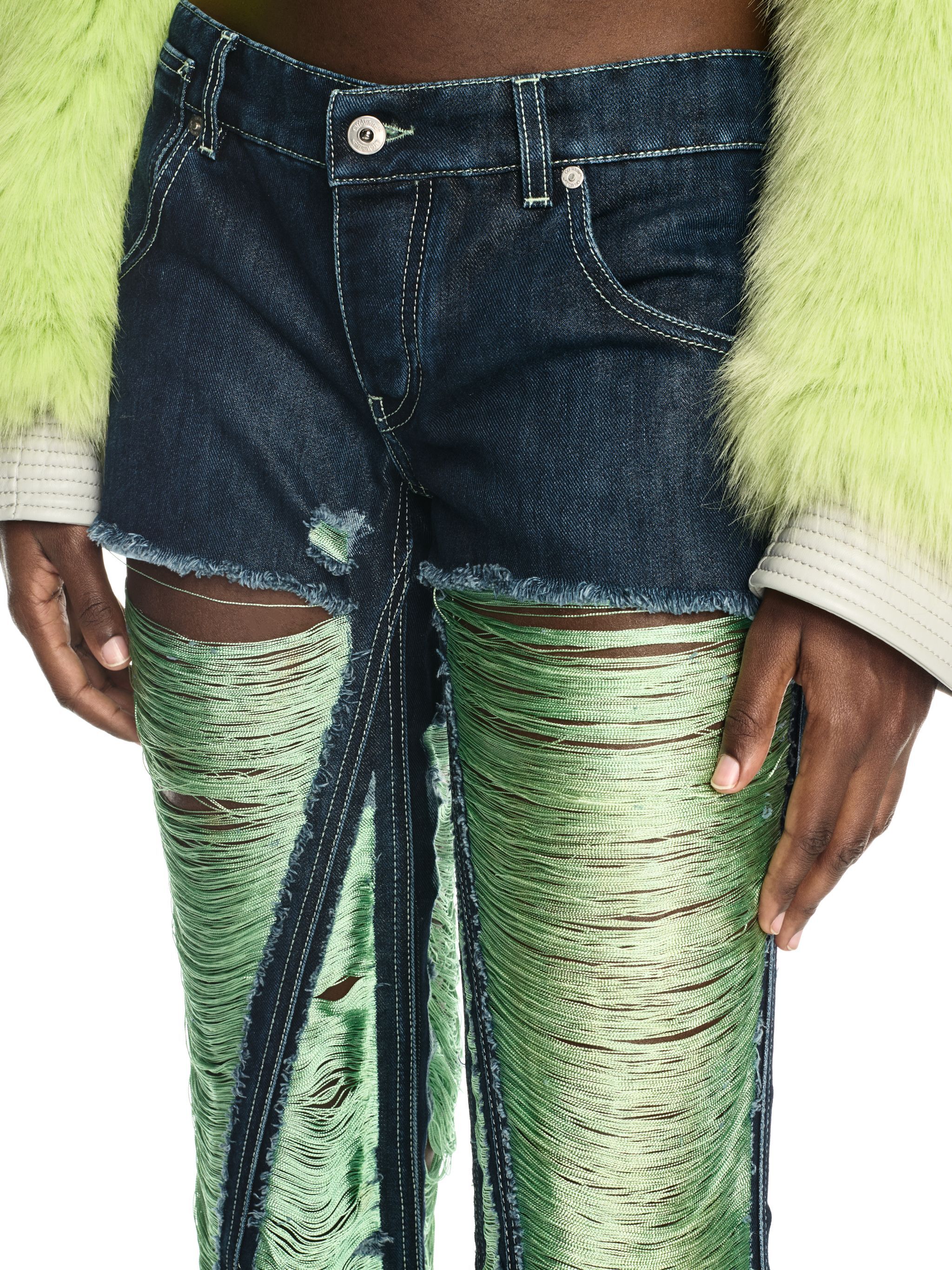 OFF WHITE Shredded Denim 5Pkt Pants BLUE OWYA065W24DEN001