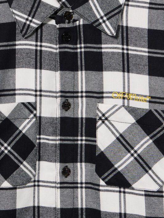 OFF WHITE Diagonal Flannel Shirt BLACK - YELLOW OBGA001F25FAB001