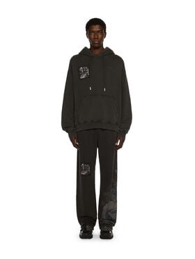 OFF WHITE Faded Painting Skate Hoodie VINTAGE BLACK - BLUE OMBB085F25FLE00X