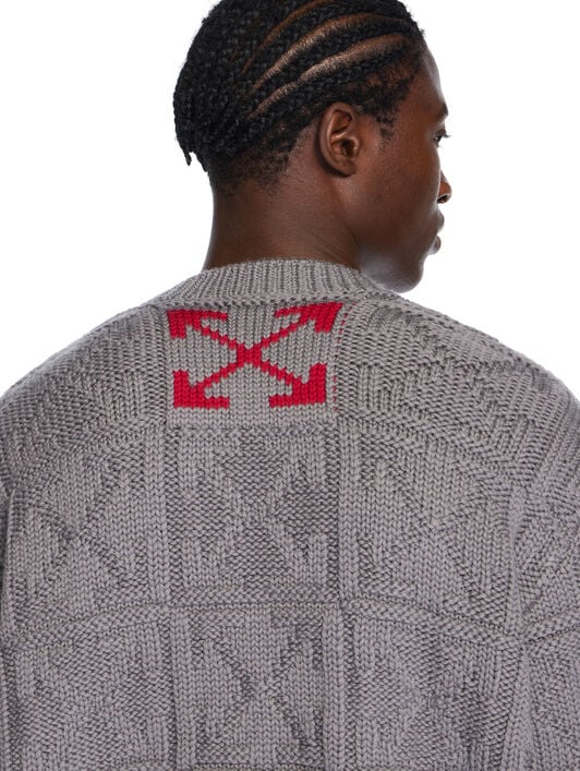 3D Stitch Arrow Knit Sweater OFF WHITE 3D Stitch Arrow Knit Sweater GREY - CHILI PEPPER OMHE20PF25KNI001