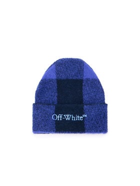 OFF WHITE Bookish Check Loose Beanie COBALT BLUE - LIGHT BLUE OWLC01BF25KNI003
