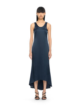 OFF WHITE Satin Backless Midi Dress Night Sky-Haute Red 2DB56NS26FAB001