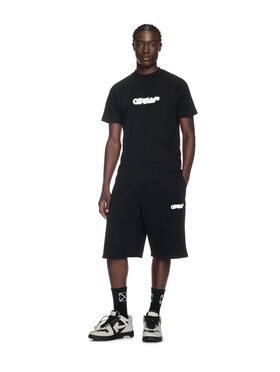 OFF WHITE Shorts Sportivi Neri Con Motivo Spray Arrow NERO OMCB09FS25JER001