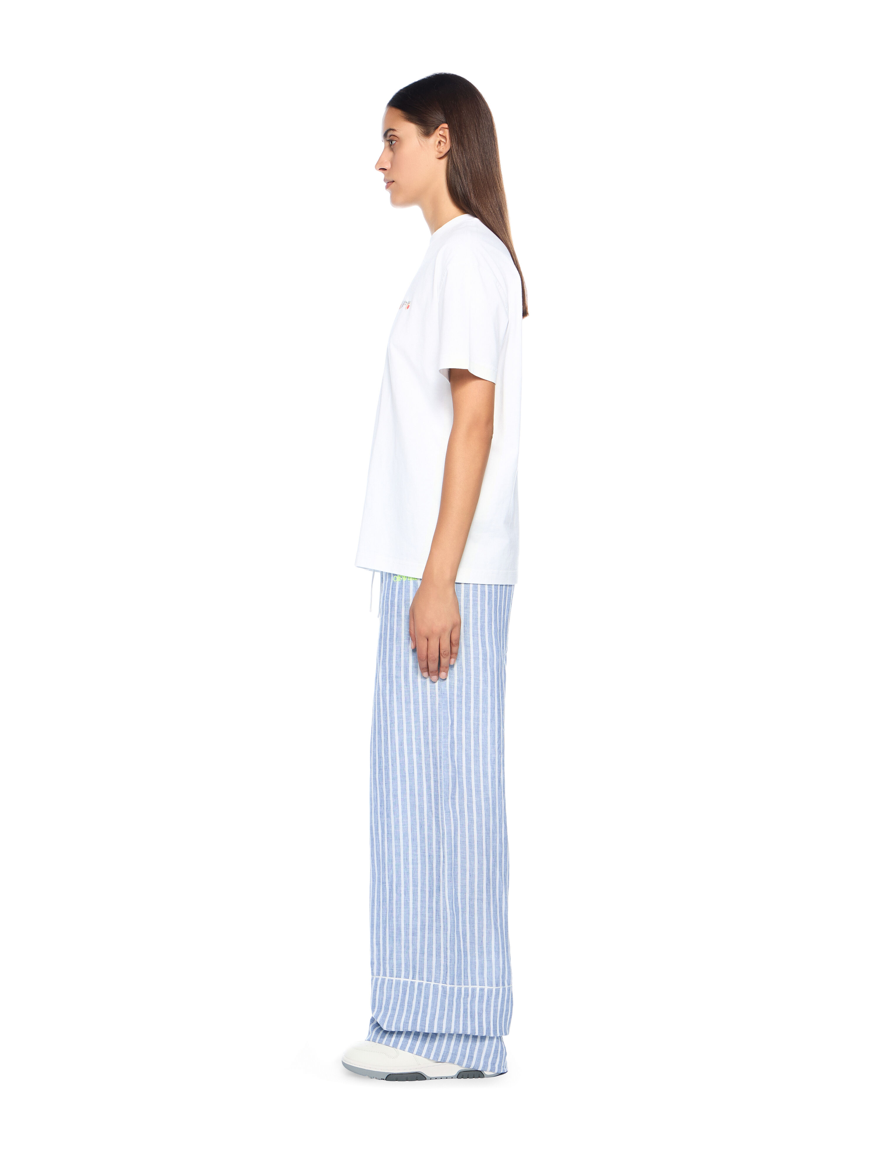 OFF WHITE Striped Wide-Leg Pants LIGHT BLUE - WHITE OWCA195T25FAB001