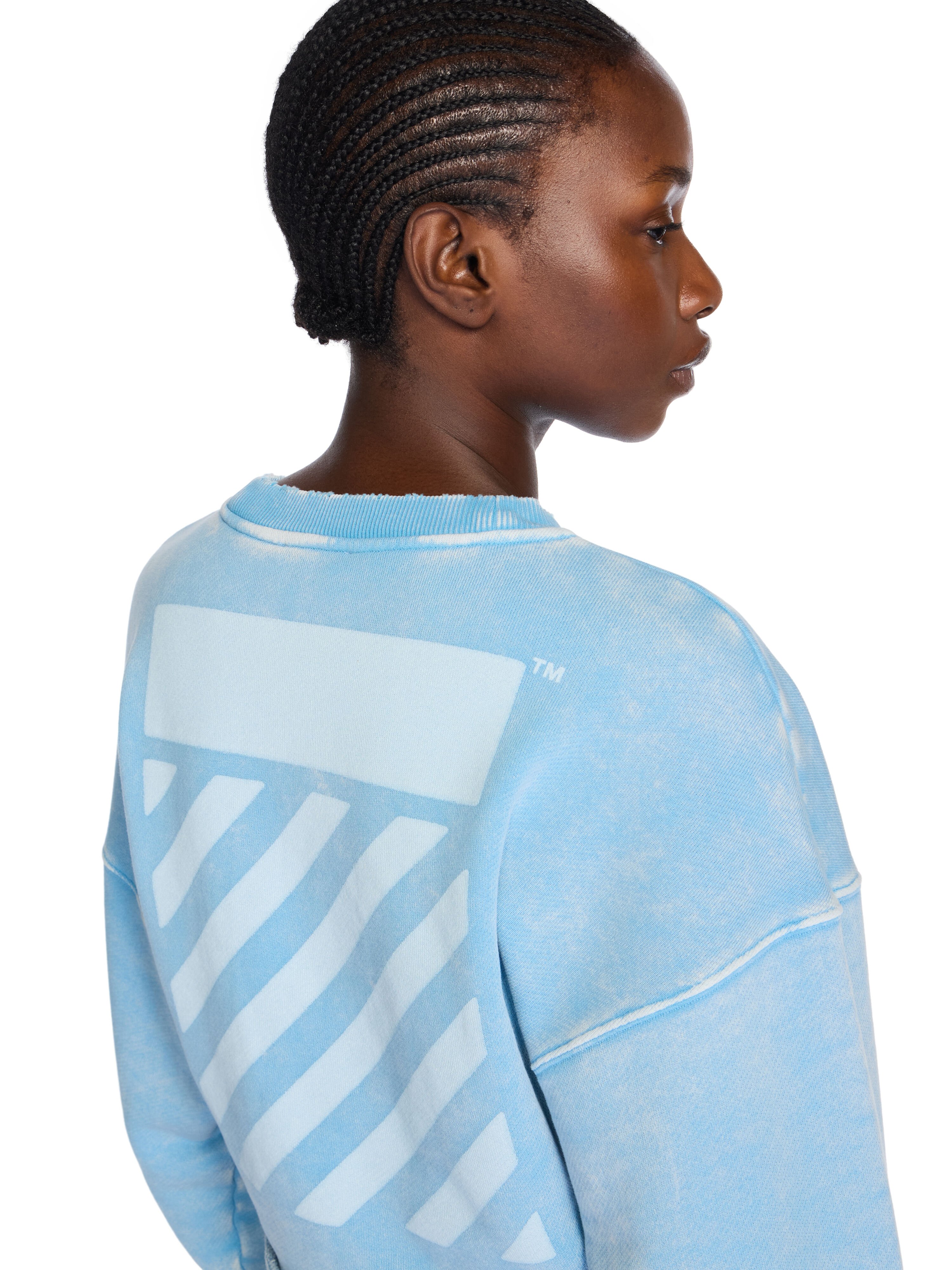 Switch Off Crop Crewneck Sweatshirt OFF WHITE Switch Off Crop Crewneck Sweatshirt LIGHT BLUE - WHITE OWBA07DT25FLE001