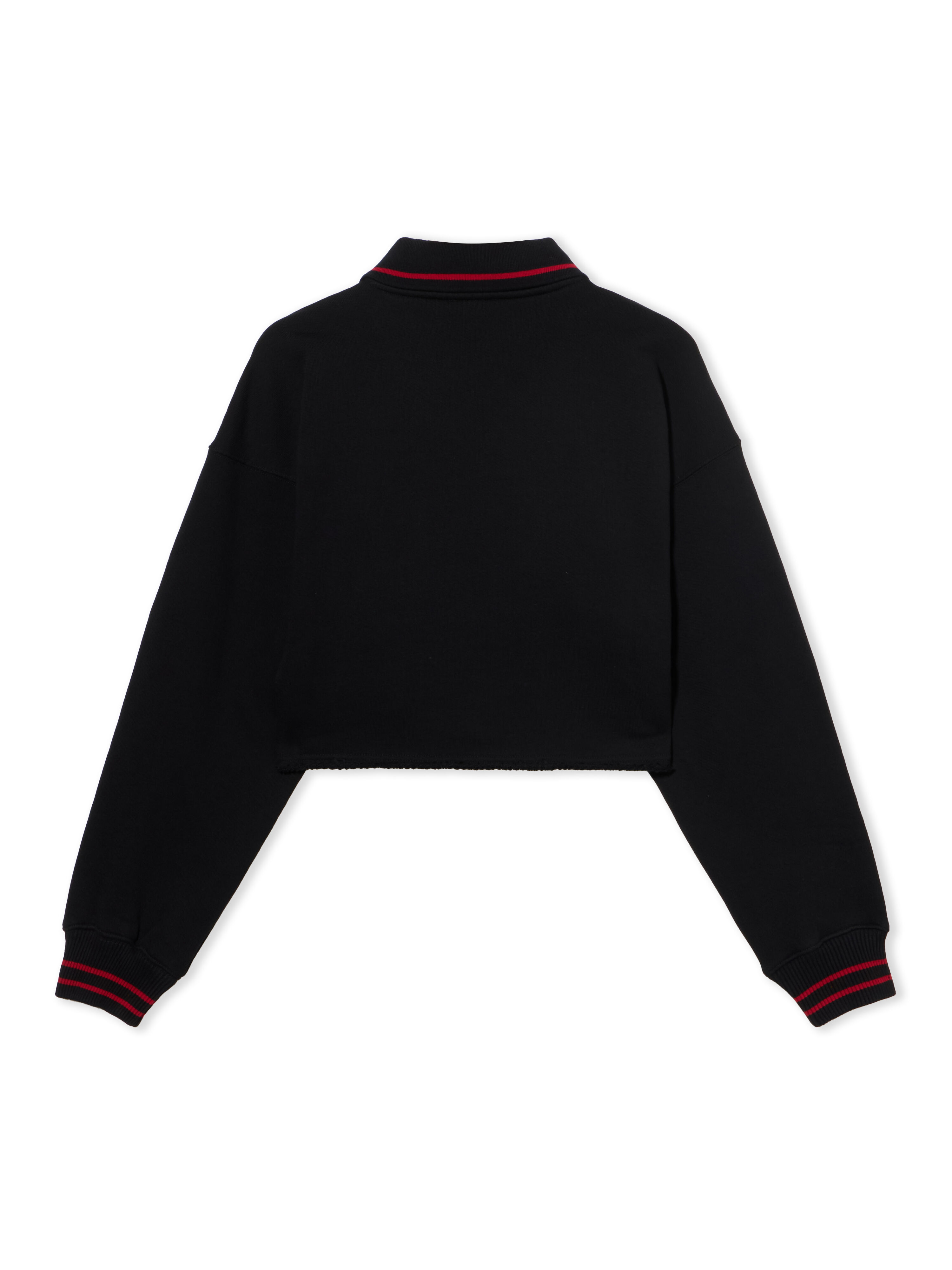 OFF WHITE SPORTY CROP POLO SWEATSHIRT BLACK-RED DAHLIA OWBA07BF25FLE001
