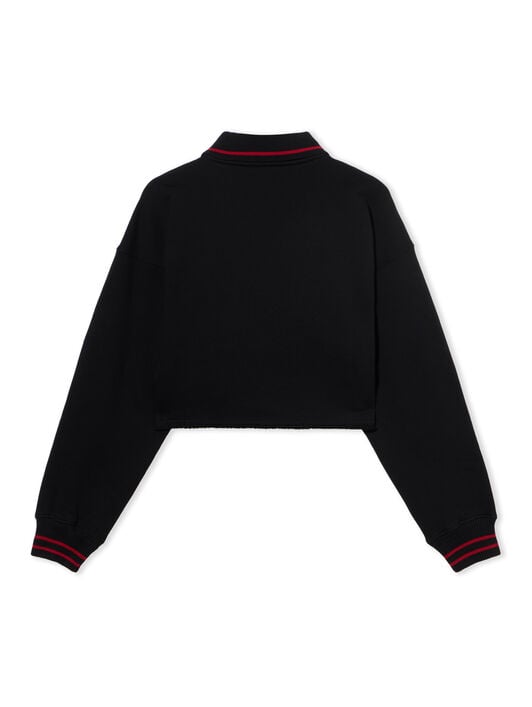 SPORTY CROP POLO SWEATSHIRT OFF WHITE SPORTY CROP POLO SWEATSHIRT BLACK-RED DAHLIA OWBA07BF25FLE001
