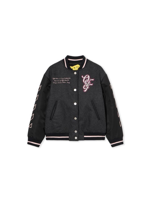 Patch Varsity Jacket OFF WHITE Patch Varsity Jacket DARK GREY - FUCHSIA OGEH001F25FAB001