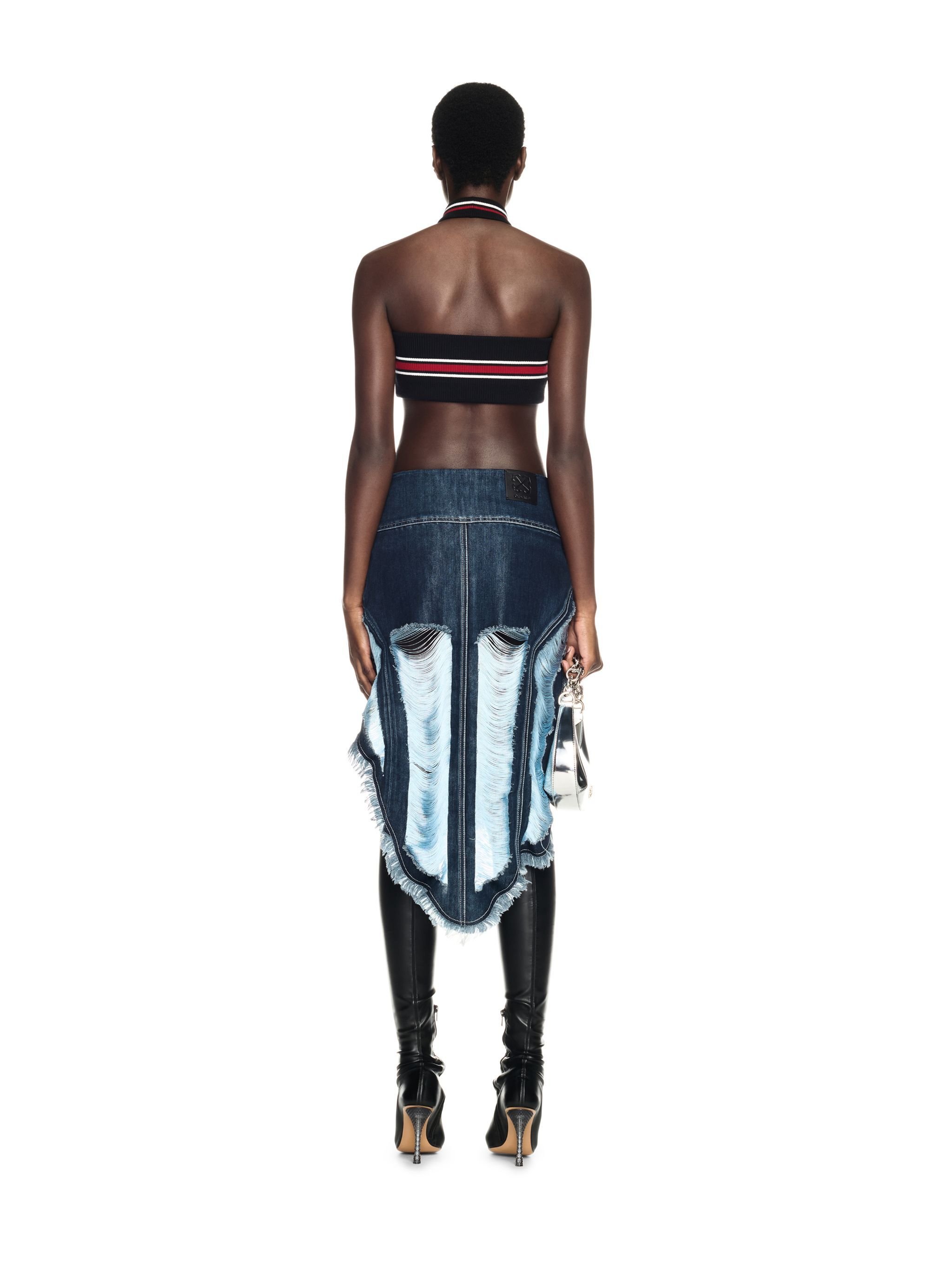 OFF WHITE Shredded Denim Skirt BLUE OWYF02BW24DEN001