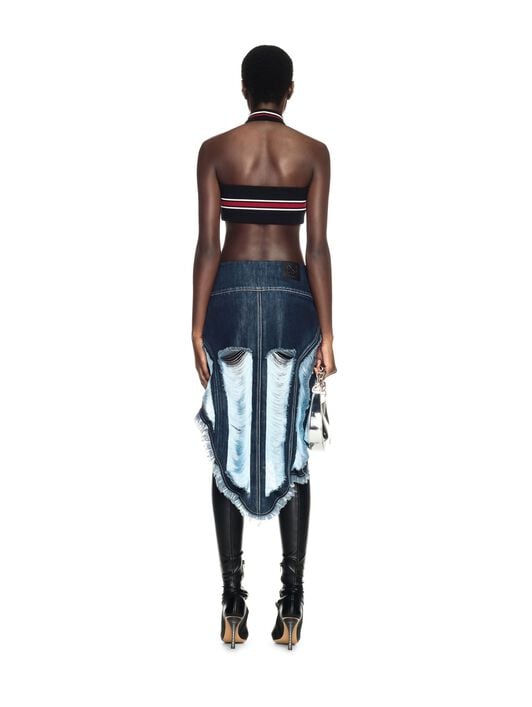 Shredded Denim Skirt OFF WHITE Shredded Denim Skirt BLUE OWYF02BW24DEN001