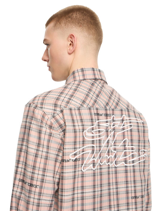 OFF WHITE Marker Check Flan Reg Shirt MAUVE MORN 44XGE04MS26F001