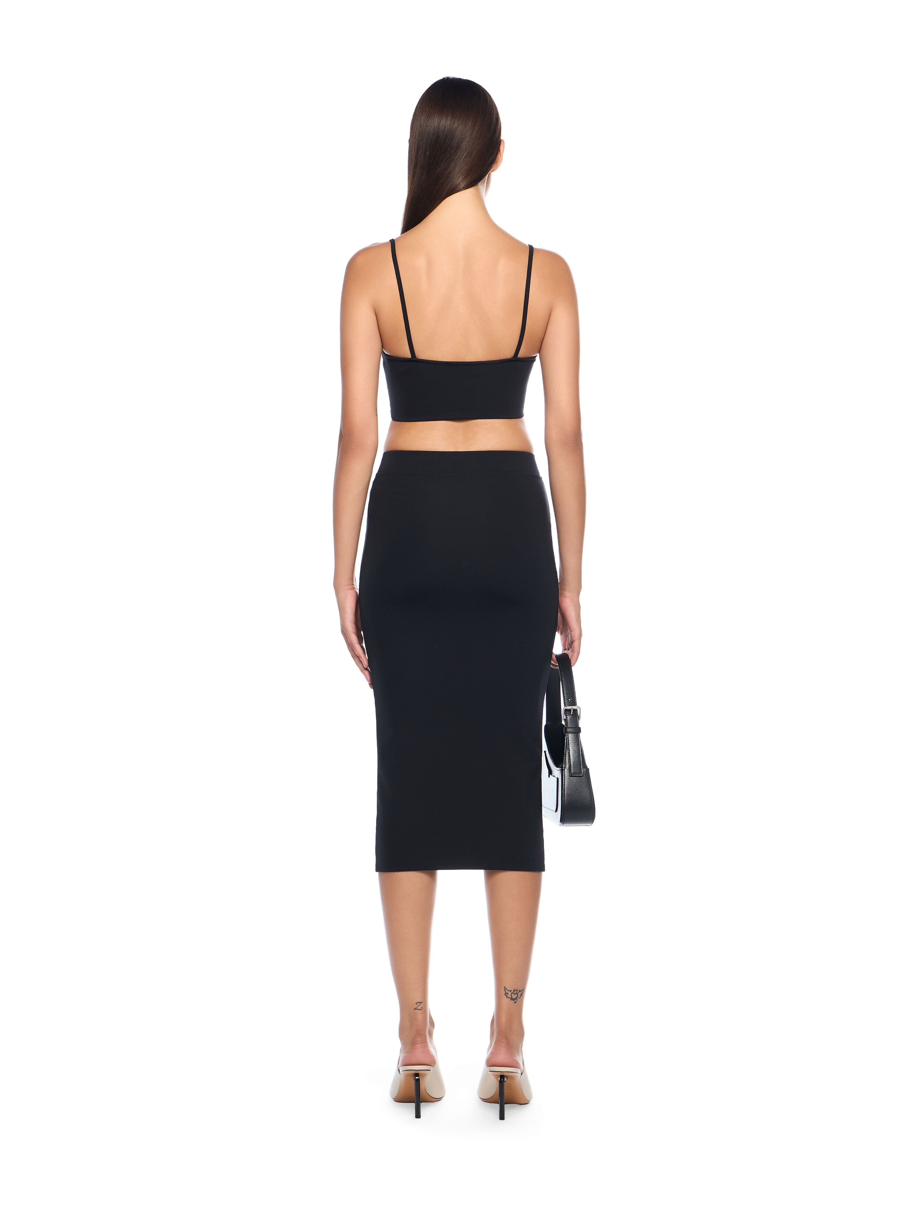 OFF WHITE Sleek Midi Skirt BLACK-WHITE OWCW00PF25JER001