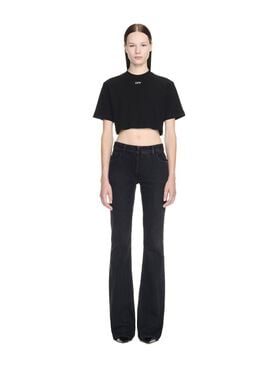 OFF WHITE OFF STAMP RIB CROPPED TEE BLACK OWAA081C99JER004