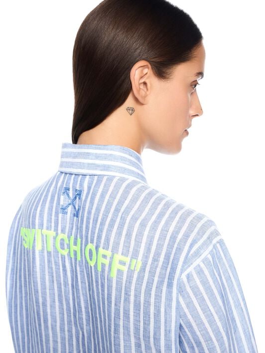 OFF WHITE Striped Over Shirt Dress LIGHT BLUE - WHITE OWDB56DT25FAB001