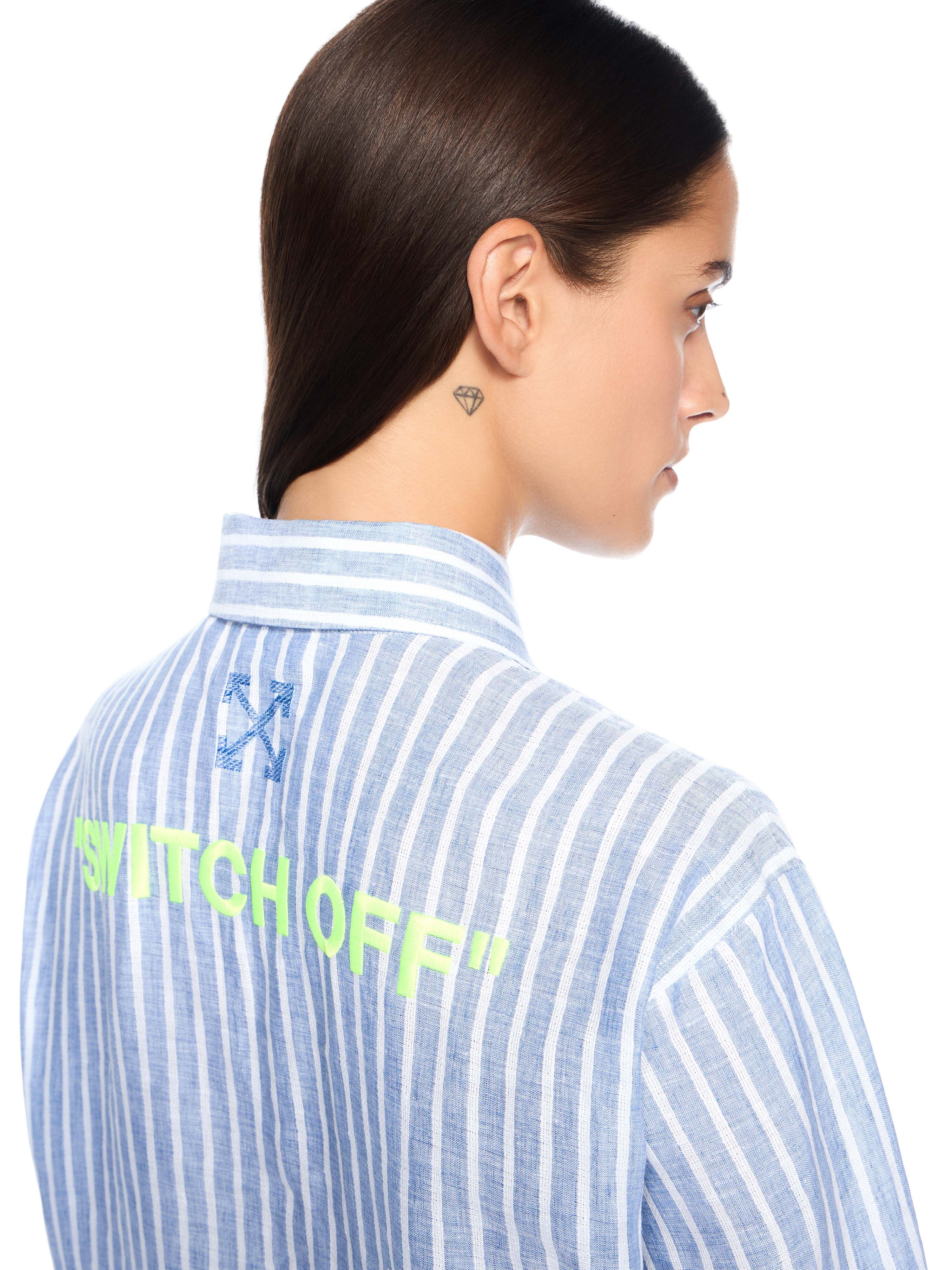 OFF WHITE Striped Over Shirt Dress LIGHT BLUE - WHITE OWDB56DT25FAB001