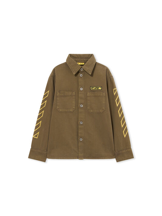 OFF WHITE Logo Patch Diag Shirt L/S MARTINI OLIVE 44BGE003S26F001