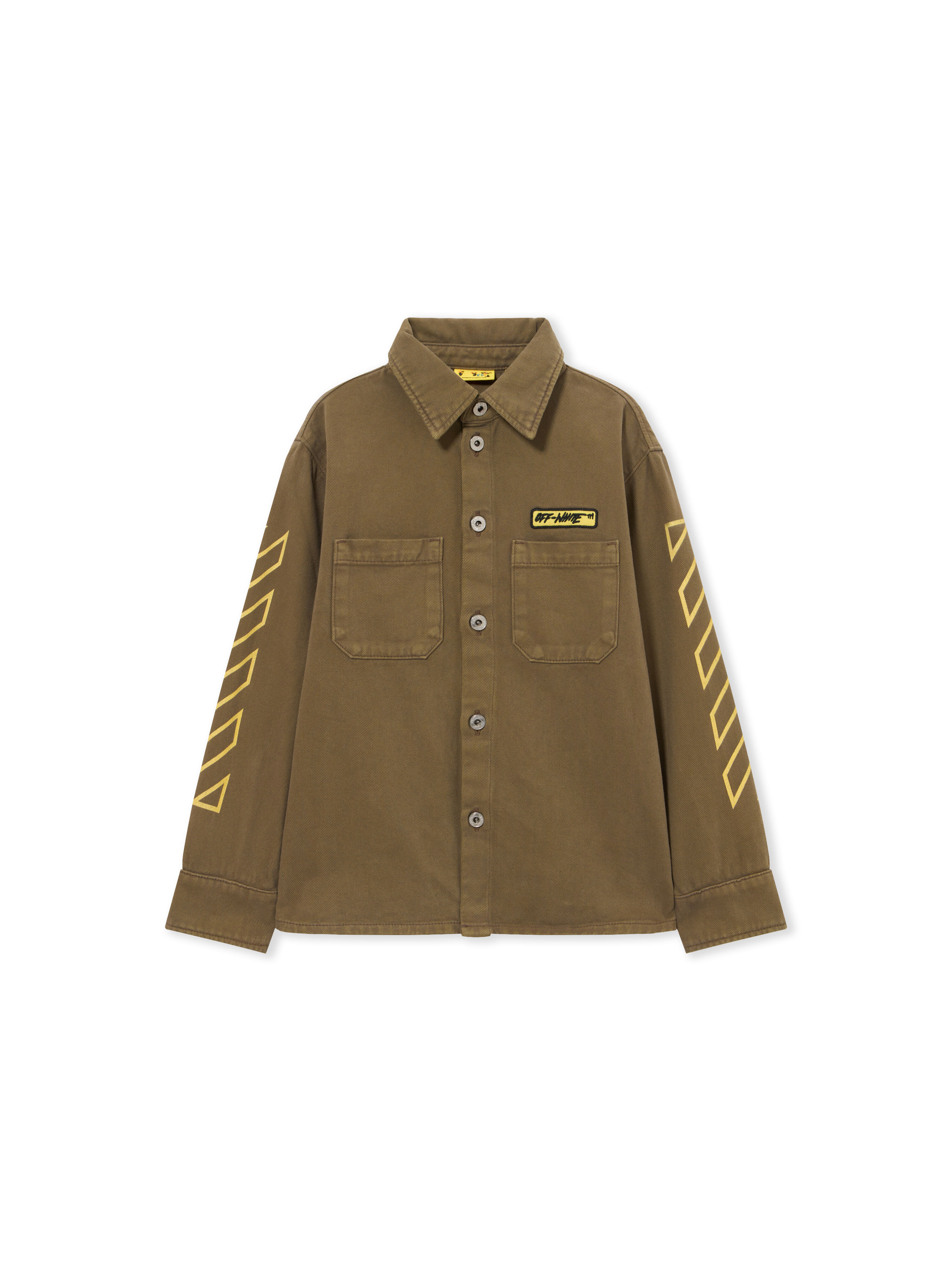 OFF WHITE Logo Patch Diag Shirt L/S MARTINI OLIVE 44BGE003S26F001