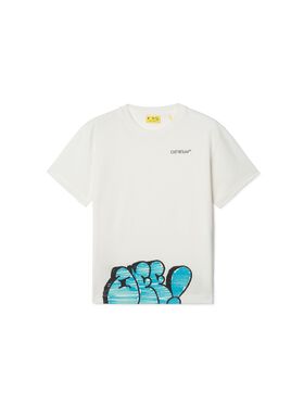 OFF WHITE Graffiti T-Shirt BLUE OBBA001S25FLE007