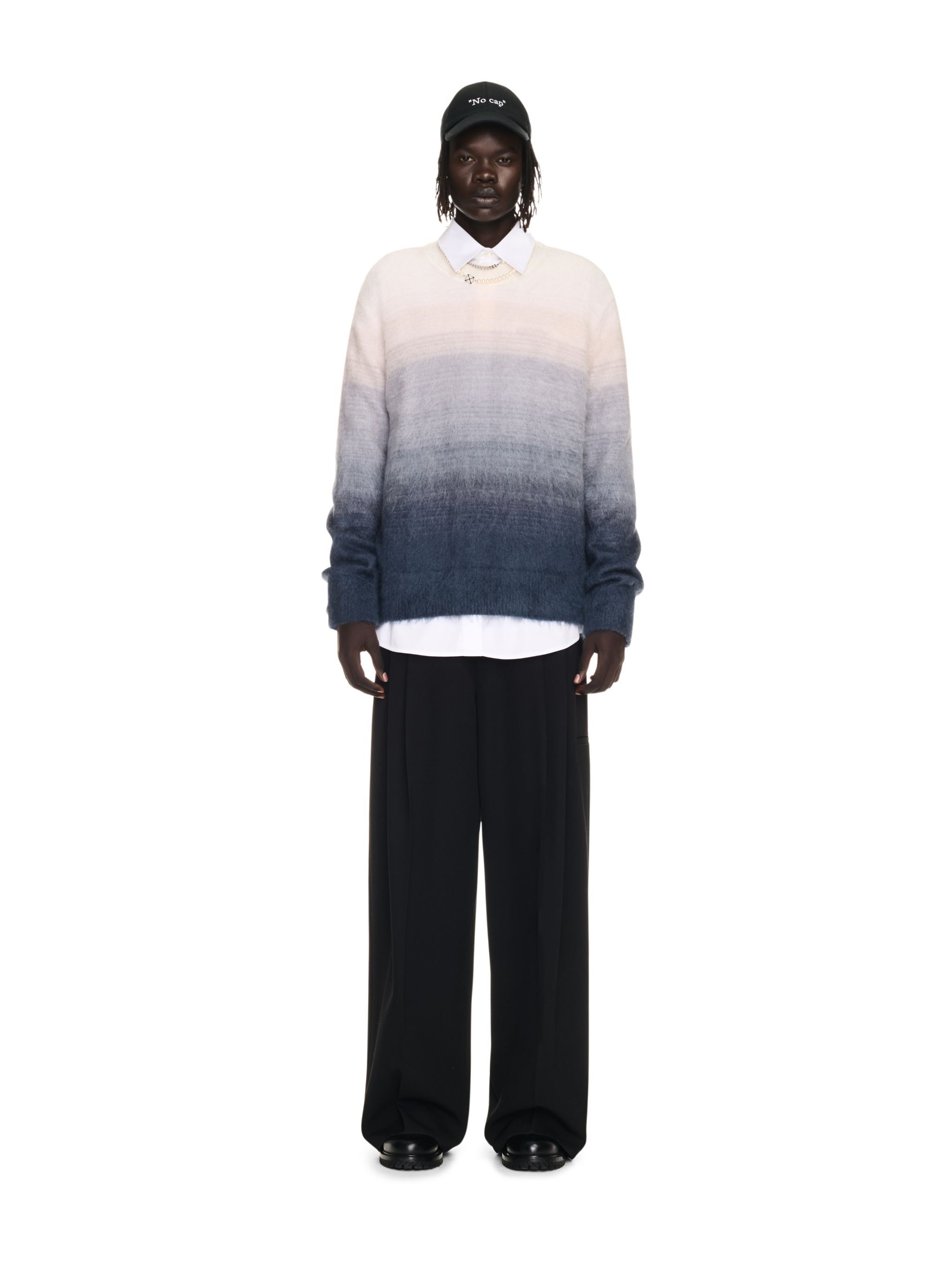 OFF WHITE Mohair Arrow Gradient Knit Crewneck GREY OMHE170F24KNI001