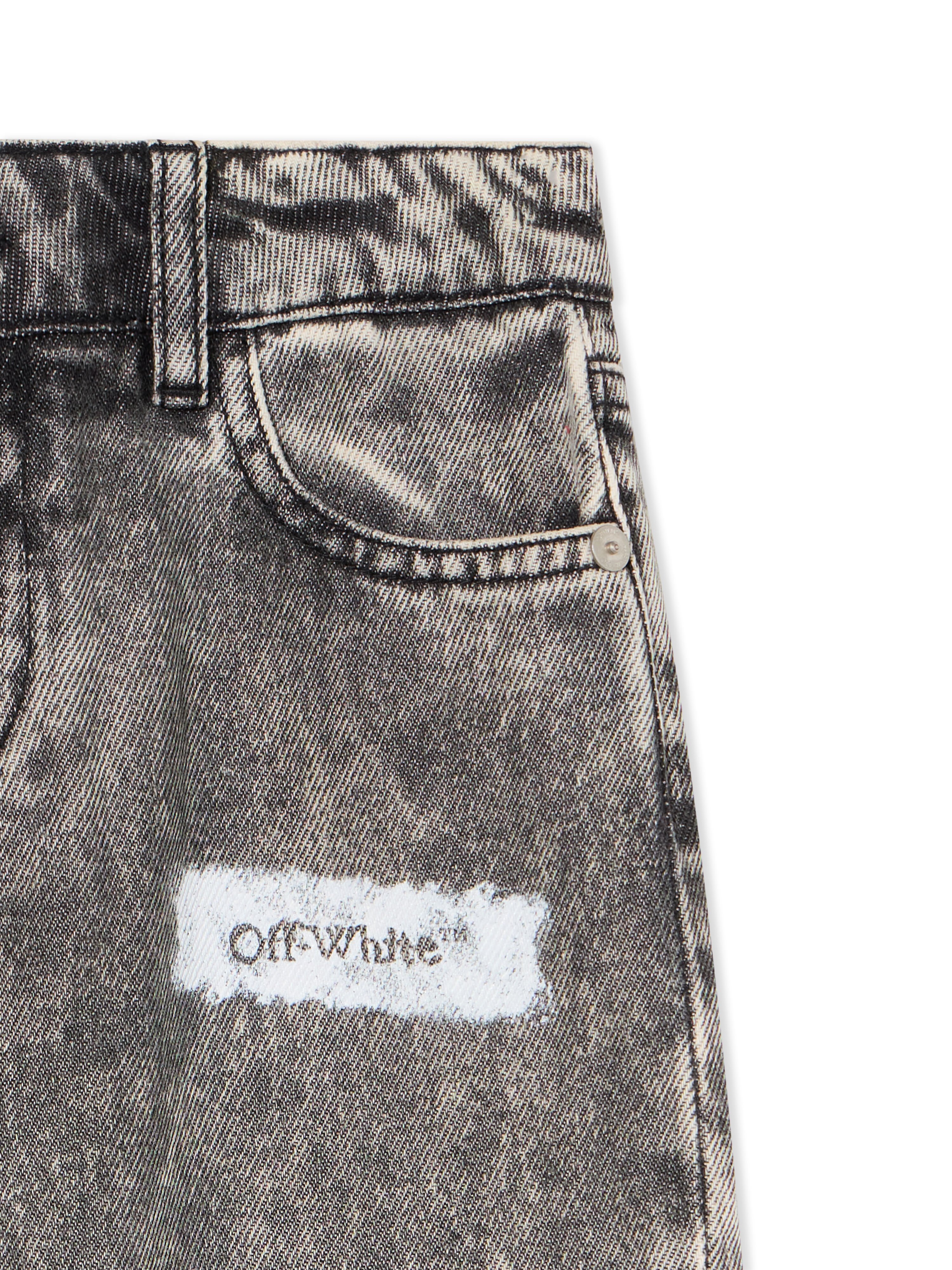OFF WHITE Diagonal Sponge Logo Denim Pants GREY - WHITE OGYB001F25DEN001