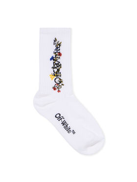 OFF WHITE Floral Pattern Mid Socks WHITE - MULTICOLOR OWRA035F25KNI001