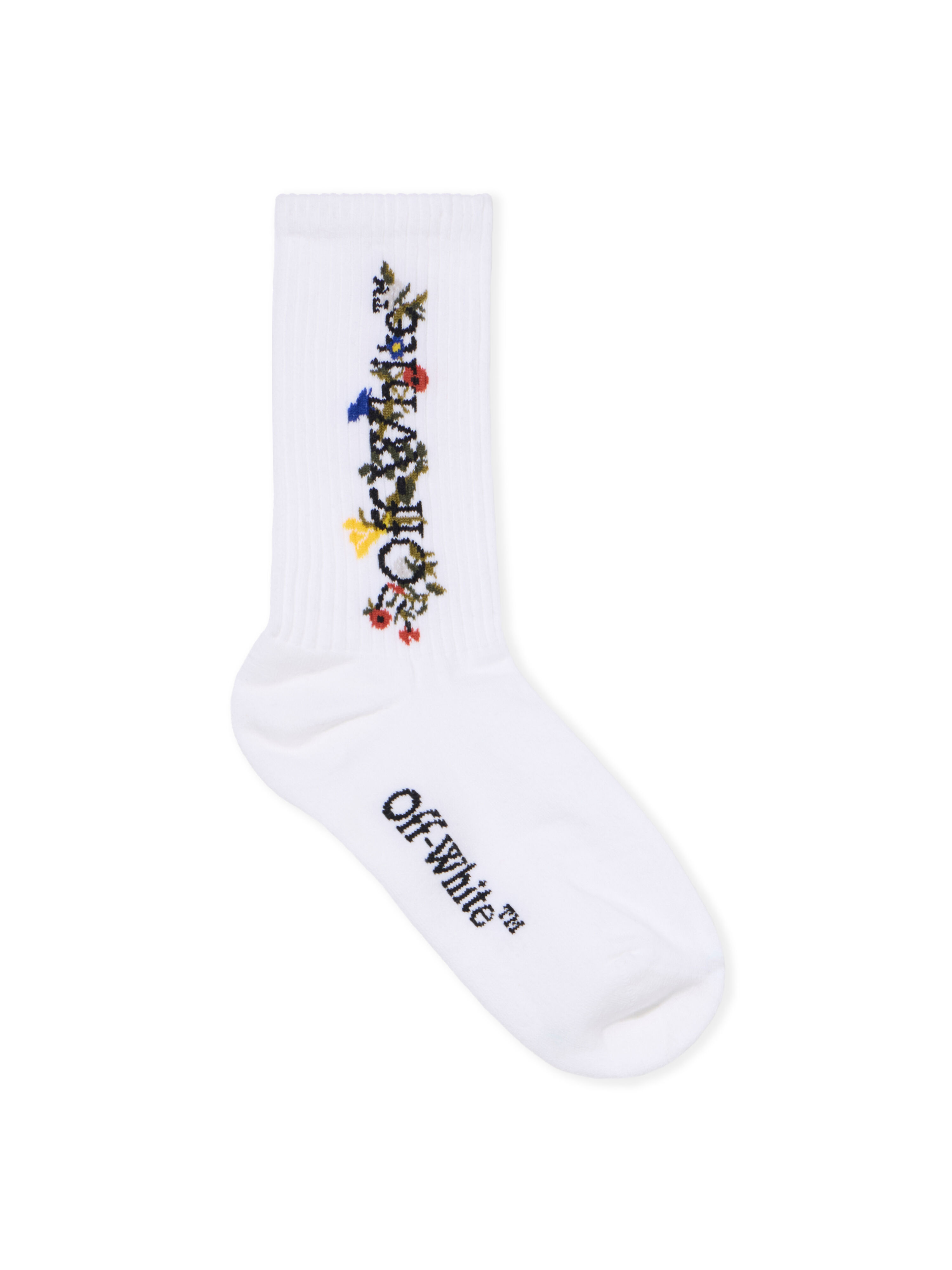 OFF WHITE Floral Pattern Mid Socks WHITE - MULTICOLOR OWRA035F25KNI001