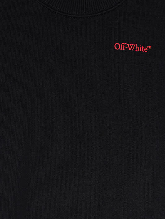 OFF WHITE Arrow Outline Flock Crew Sweatshirt BLACK - RED OBBA001F25FLE007