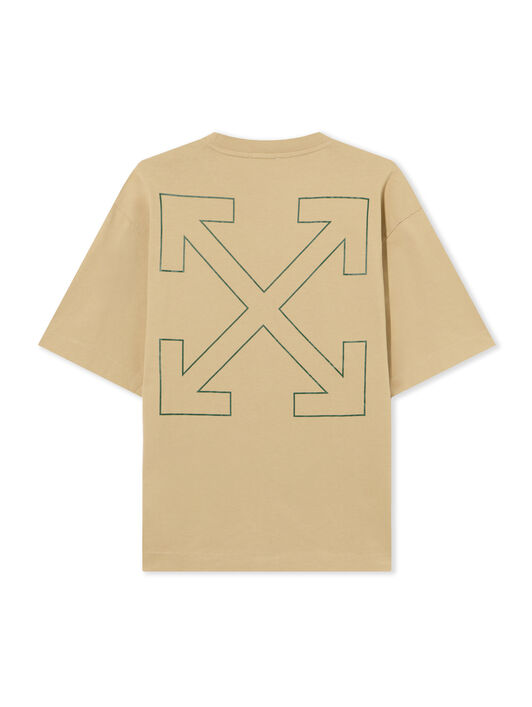 OFF WHITE Banknote Arrow Skate  T-Shirt CREME BRULÉE - CASH GREEN OMAA120S25JER00C
