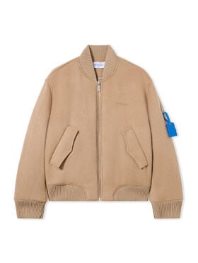 OFF WHITE Quote Cashmere Bomber Jacket DOE - LIGHT BROWN OMEH05JF25FAB001