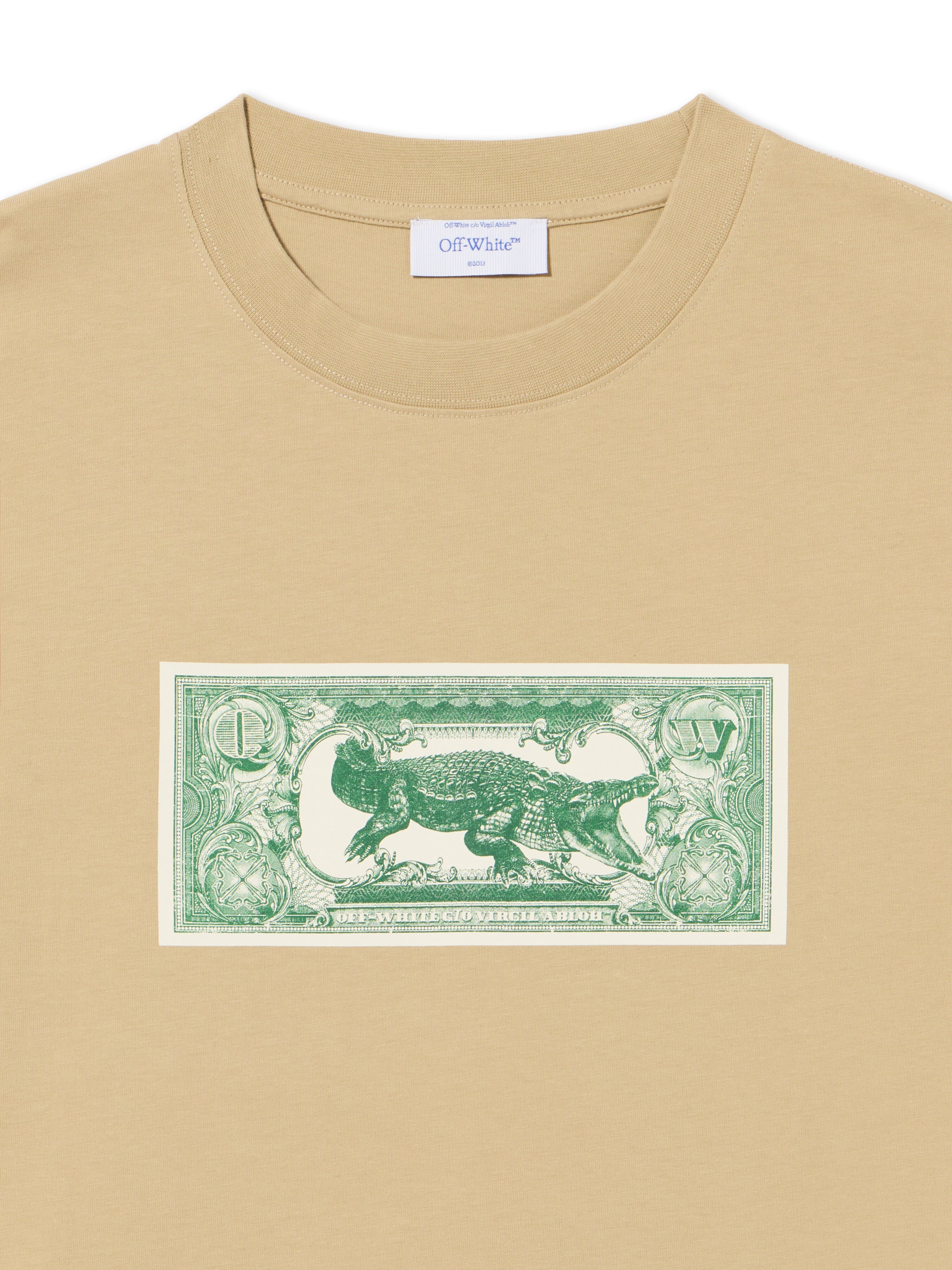 OFF WHITE Banknote Arrow Skate  T-Shirt CREME BRULÉE - CASH GREEN OMAA120S25JER00C