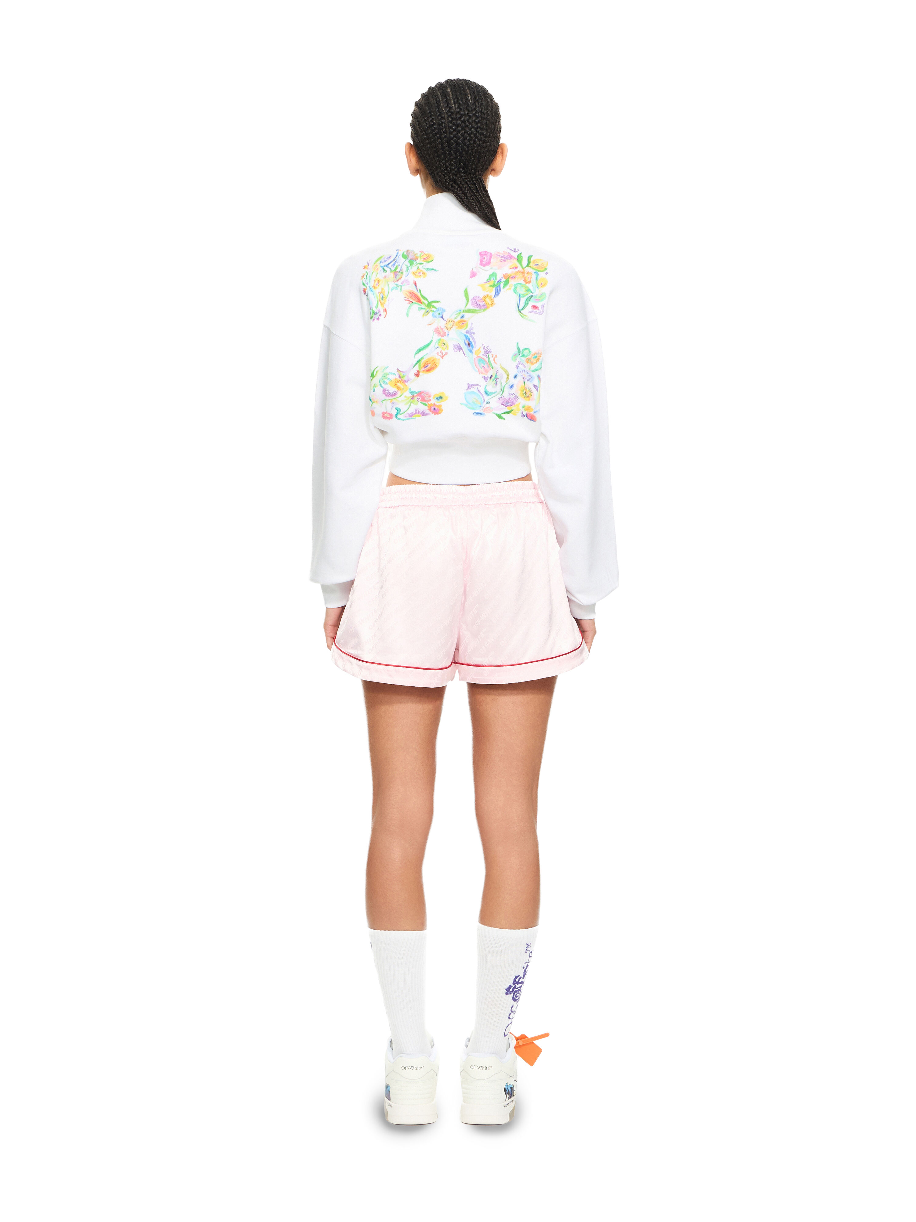 OFF WHITE Arrow Glowing Flower Crop Zip Jacket White-Night Sky 2BE006S26FLE001