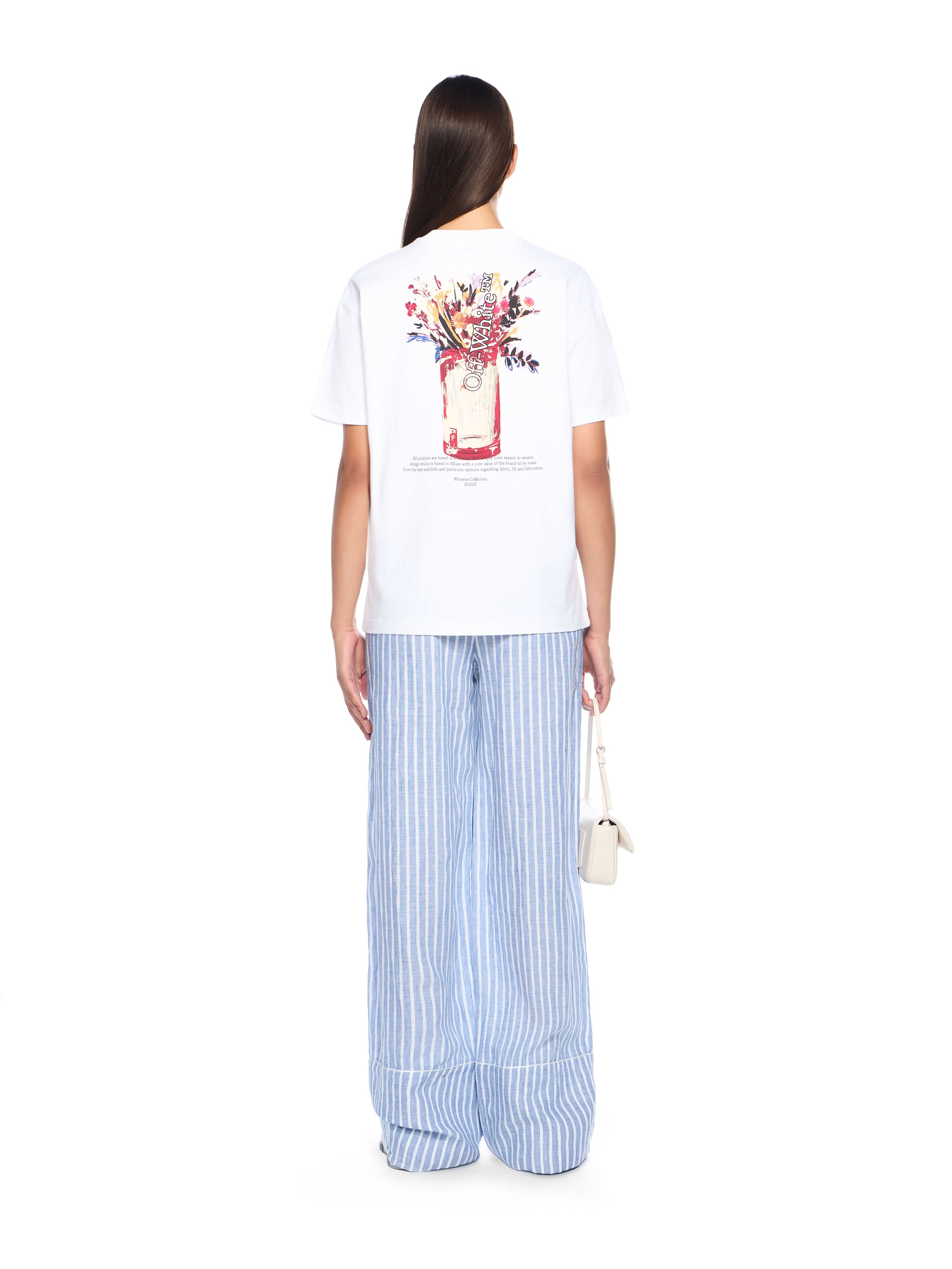 OFF WHITE Flower Vase Regular Logo Tee WHITE OWAA089F25JER005