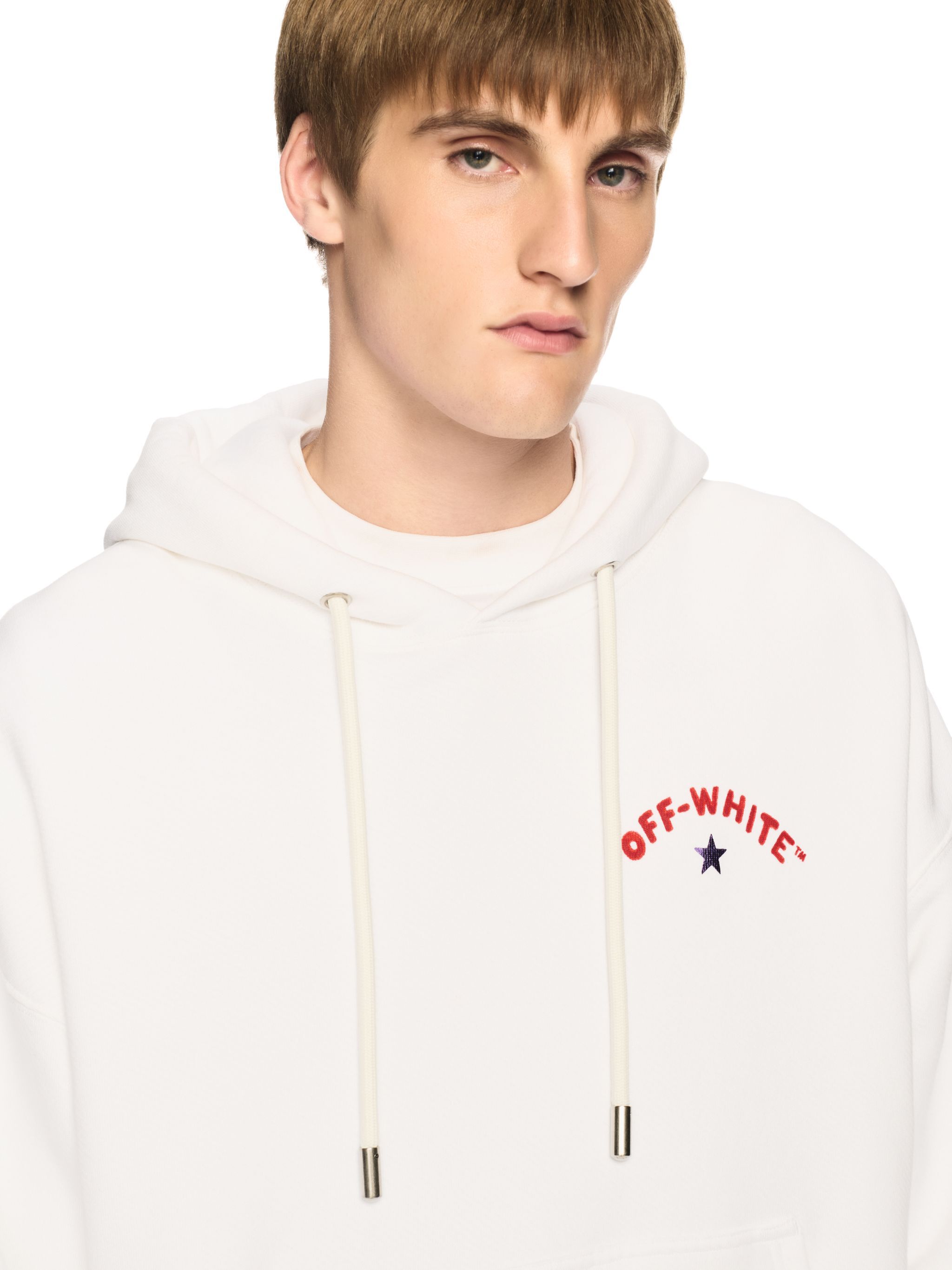 OFF WHITE Felpa Bianca Con Cappuccio E Motivo Starry Arrow BIANCO OMBB085S25FLE00D