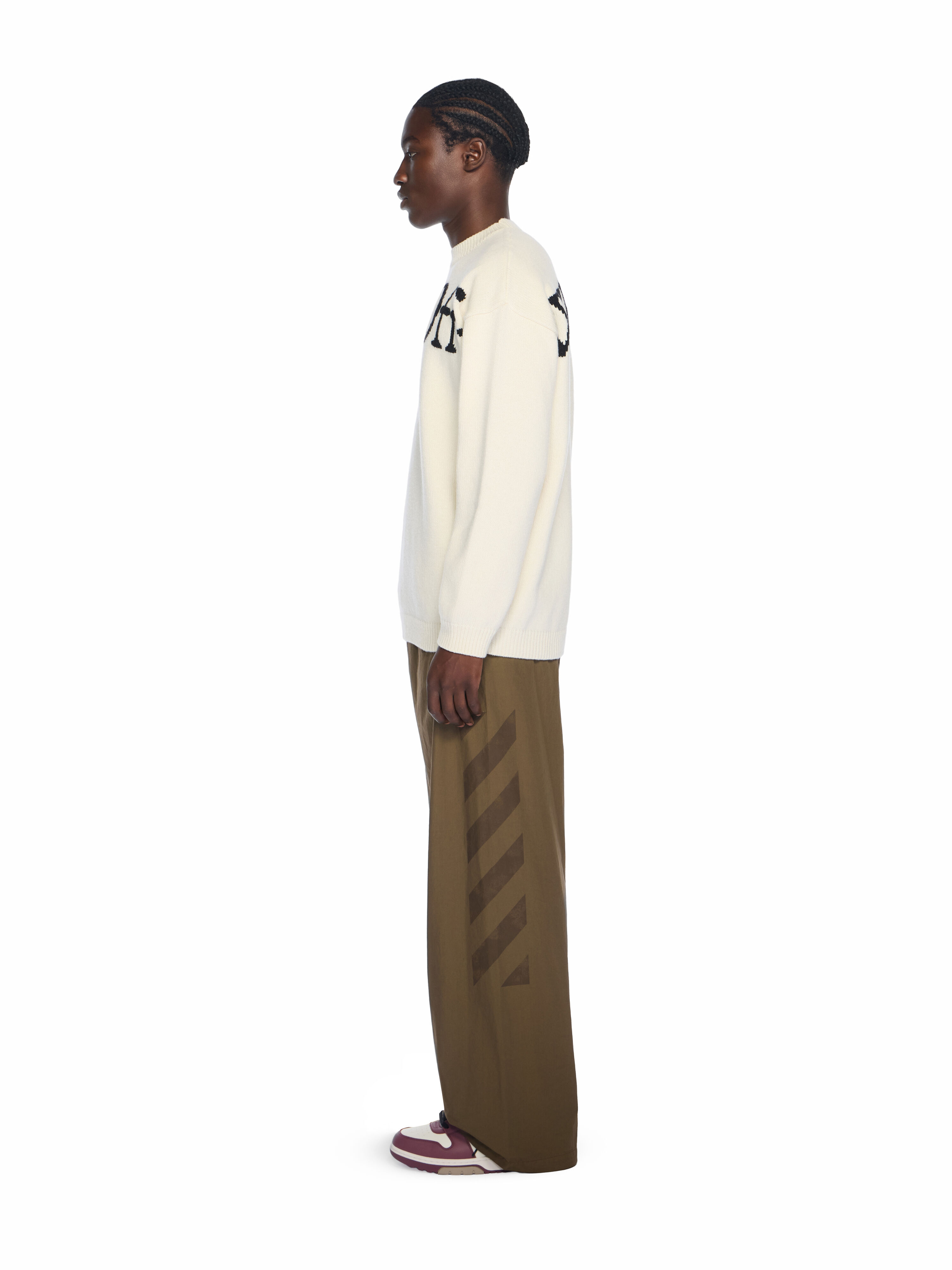 Bookish Knit Crewneck Sweater in CREAM - BLACK for Men | Off-White™