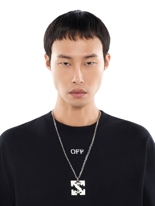 OFF WHITE Bling Dollar Chain Necklace SILVER - SILVER OMOB16CS26MET001