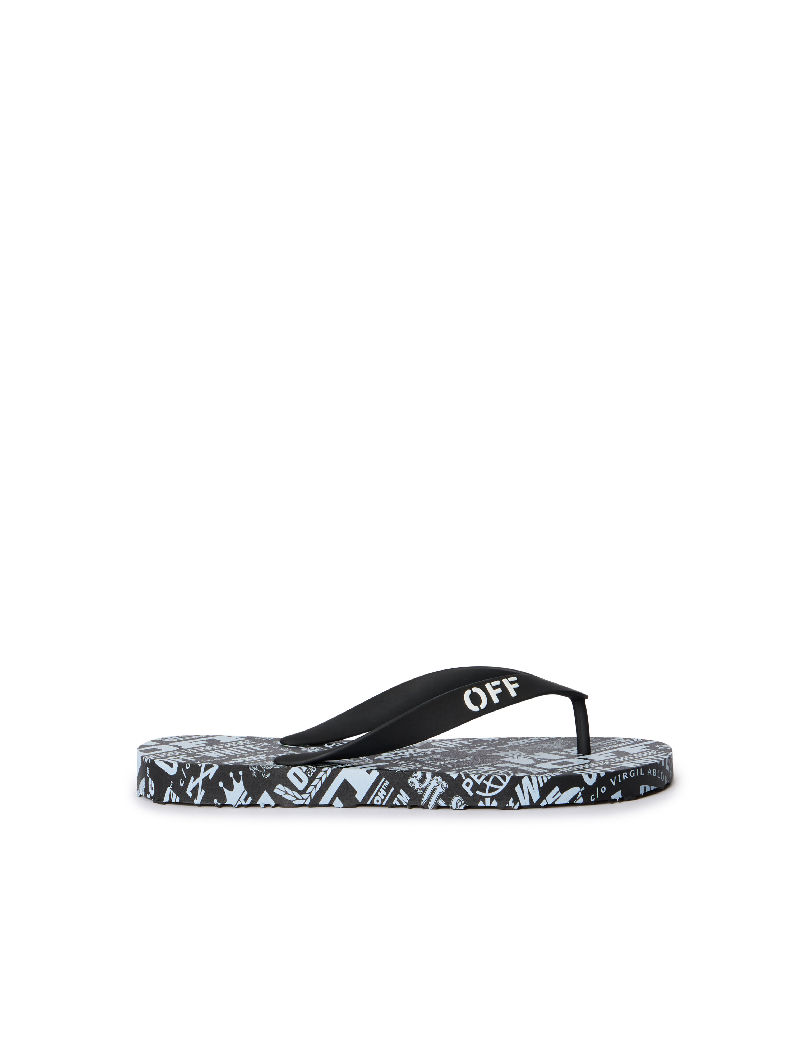 black off white flip flops
