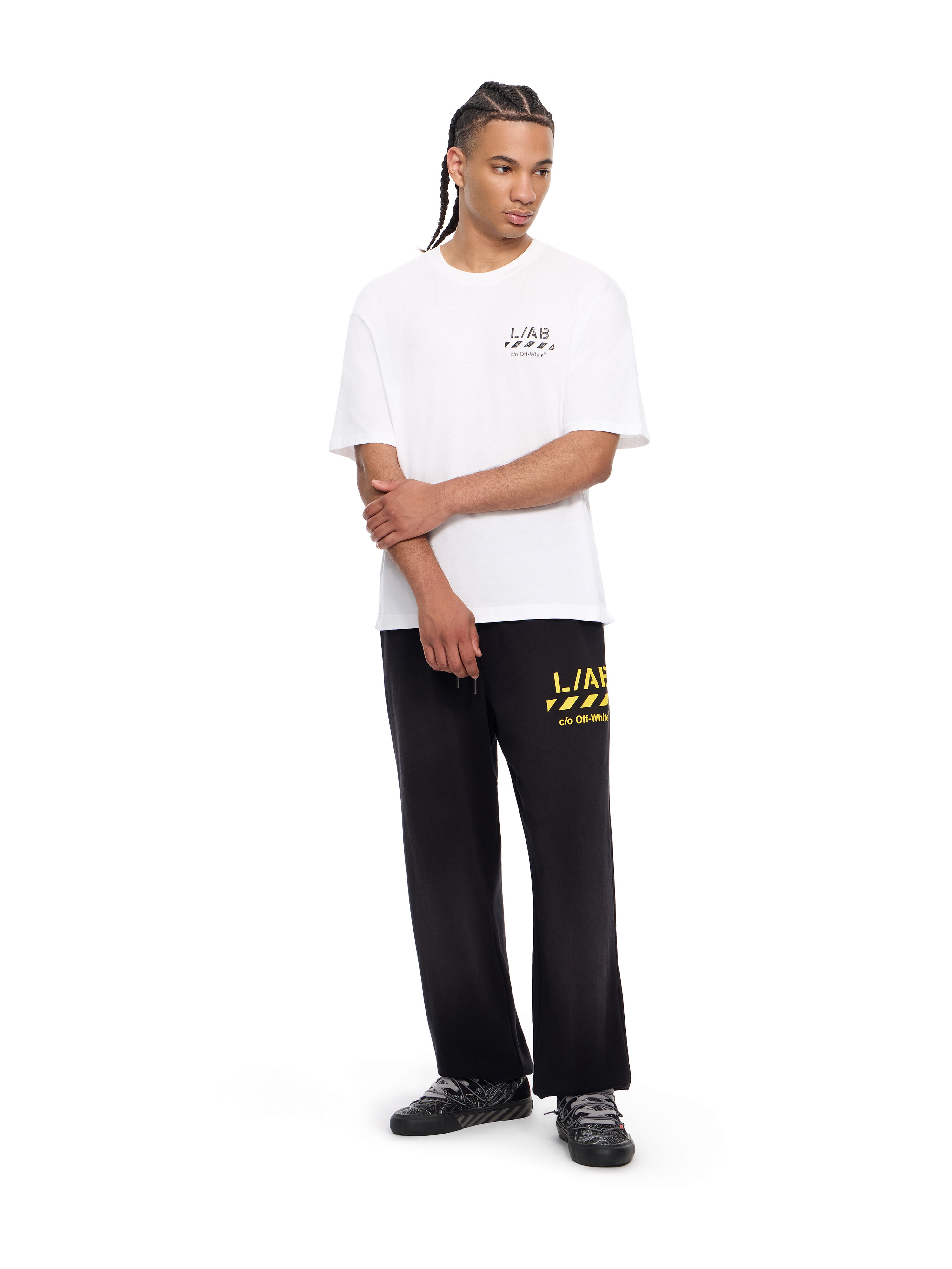 LAB L/AB Diagonal Washed Joggers BLACK 44LABF26B060