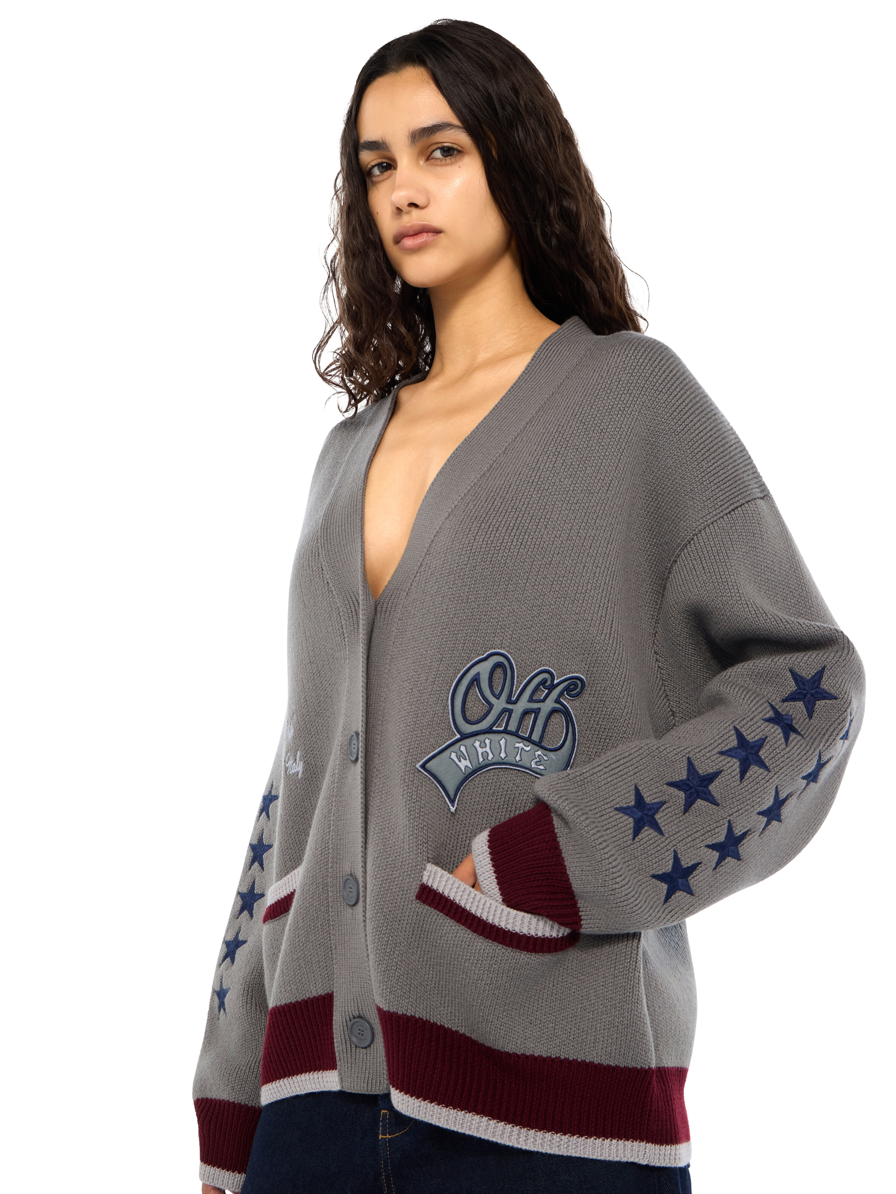College Varsity Knit Cardigan OFF WHITE College Varsity Knit Cardigan Rosin Port Royal 2FE00536T