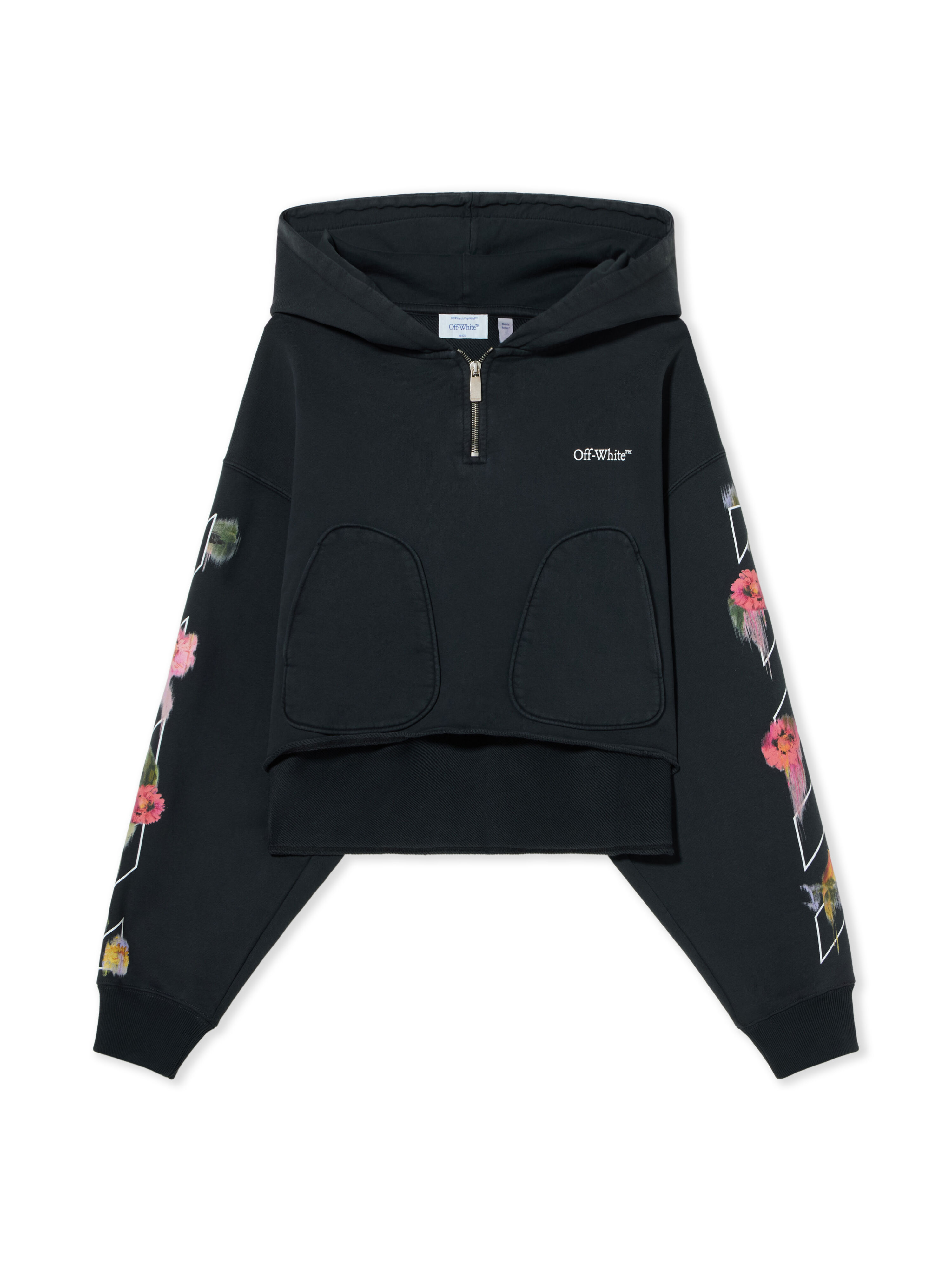 Bookish Flower Poket Crop Hoodie OFF WHITE Bookish Flower Poket Crop Hoodie Fade Out Black White 2FE00499T