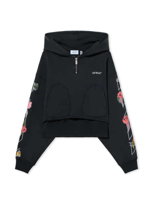 Bookish Flower Poket Crop Hoodie OFF WHITE Bookish Flower Poket Crop Hoodie Fade Out Black White 2FE00499T