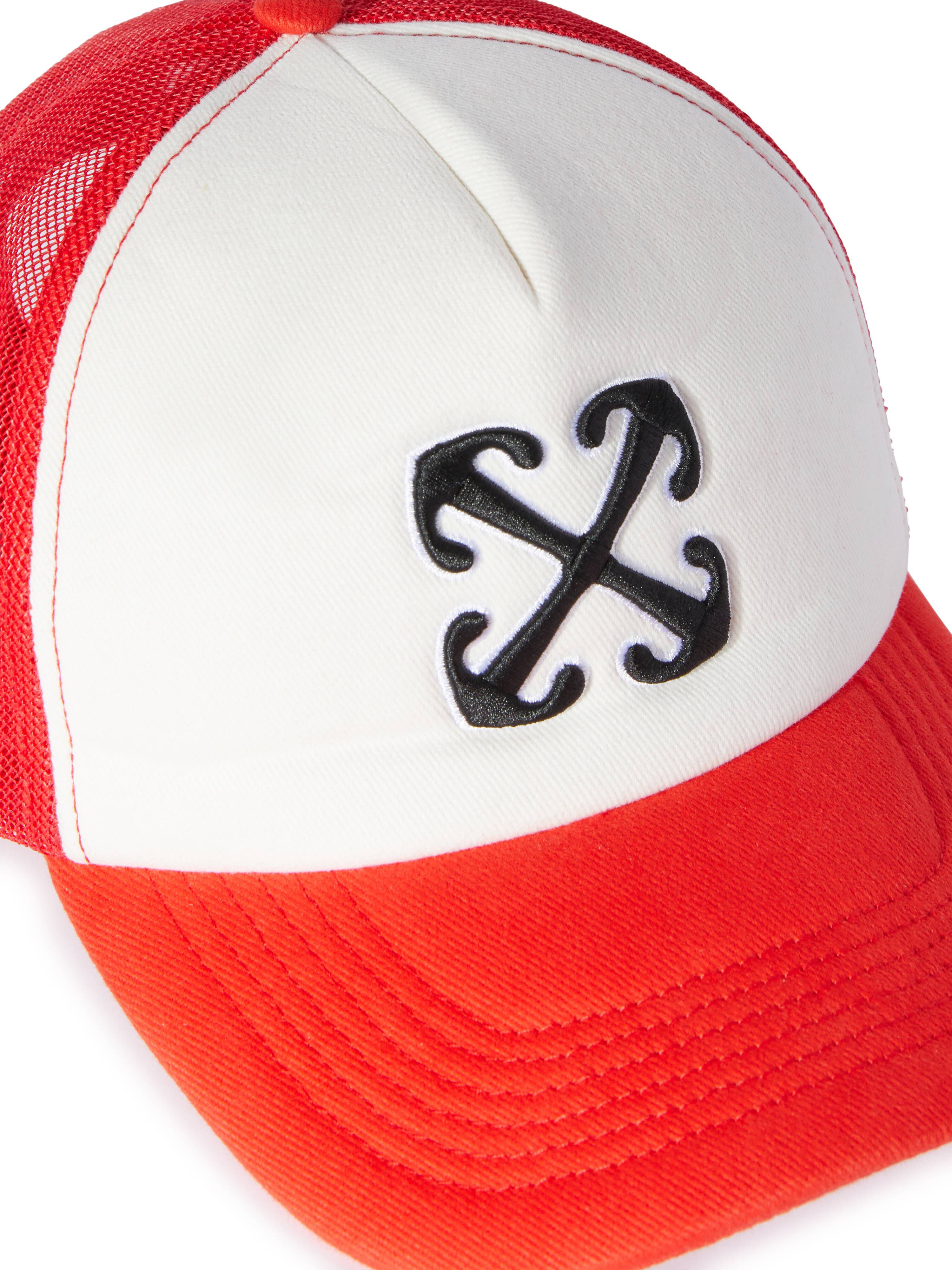OFF WHITE Brick Red Arrow Trucker Hat RED OMLA04BS25FAB001