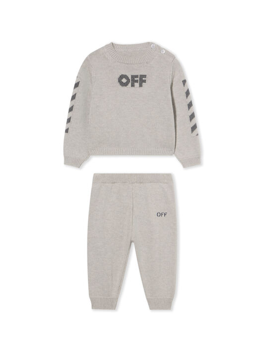 OFF WHITE Diagonal Logo Knit Set LIGHT GREY - DARK GREY OB2X004F25KNI001