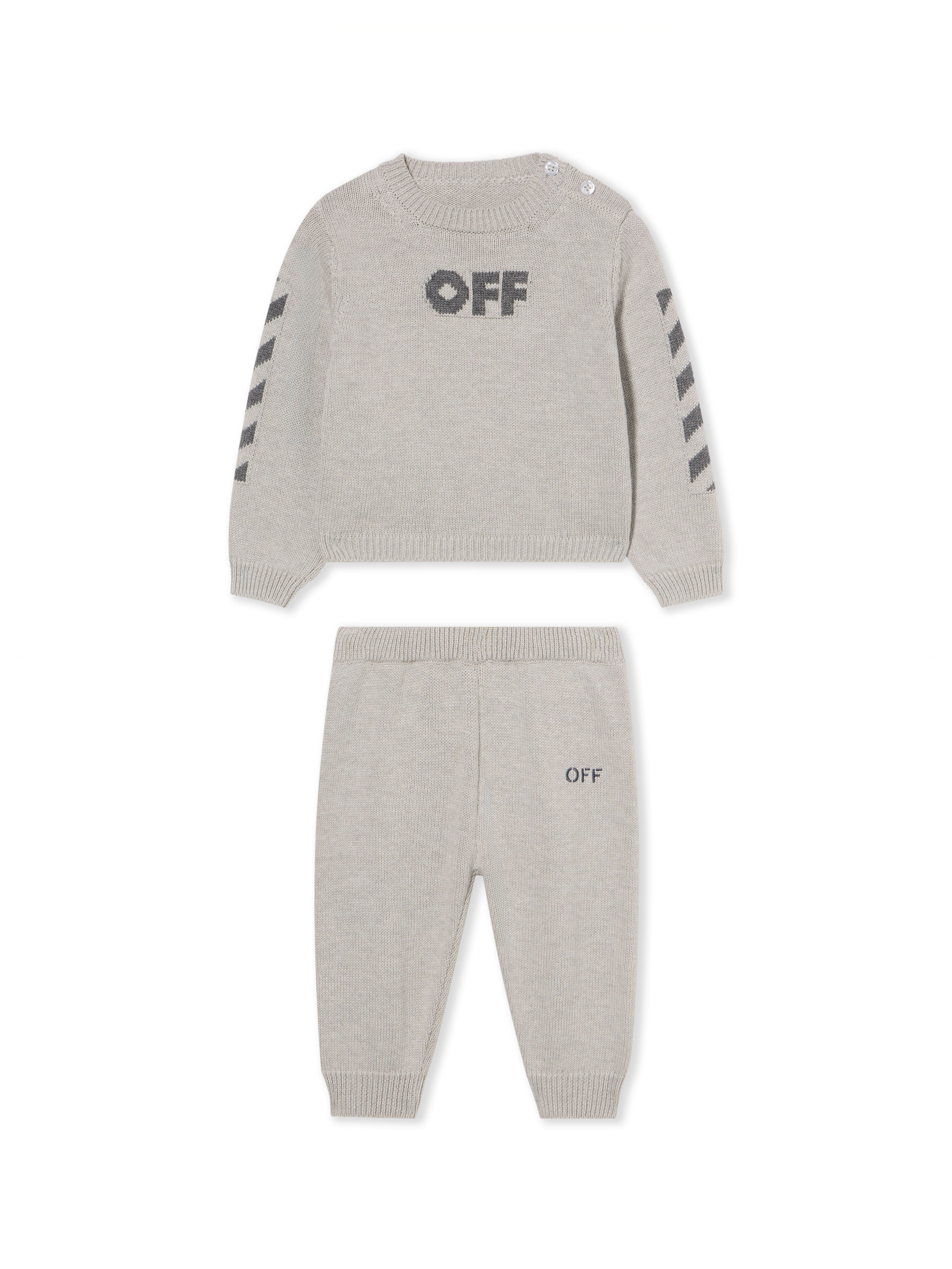 OFF WHITE Diagonal Logo Knit Set LIGHT GREY - DARK GREY OB2X004F25KNI001