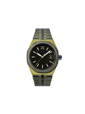 OFF WHITE "Signal" Watch Two Tone Olive & Black OW1G026M